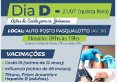 Quinta-feira haverá dia "D" de vacinação no Auto Posto Pasqualotto