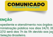  Prefeitura de Juína publica decreto com redução de expediente em dias de jogos do Brasil